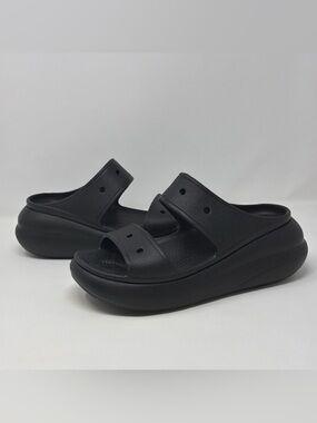 Crocs Crush Sandal Platform Double Strap Black M7 W9 Comfort Slide